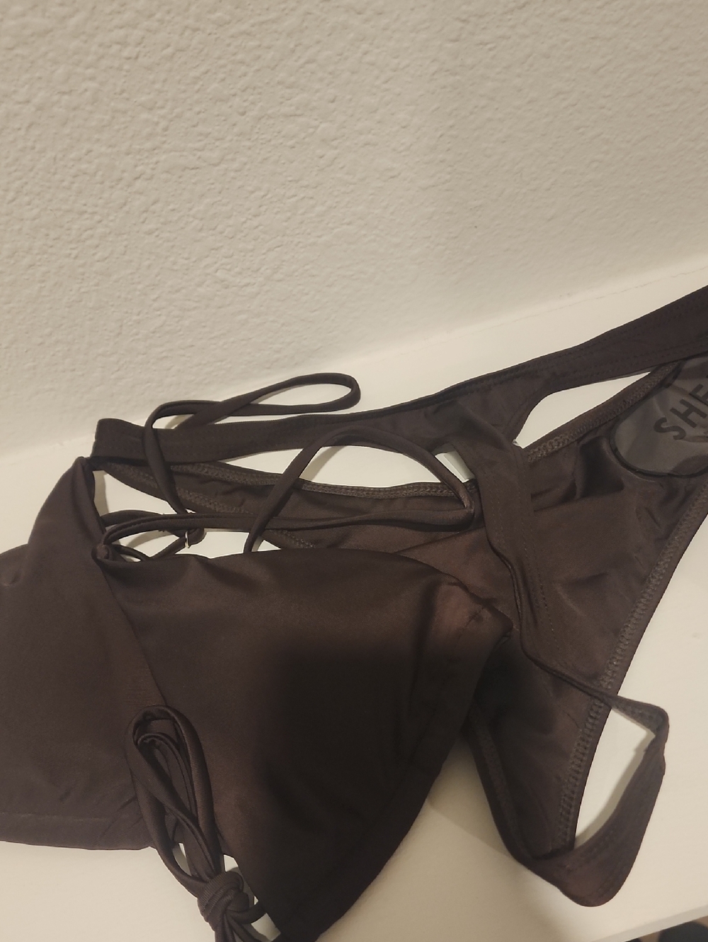 SHEIN Brown Strappy Bikini Set